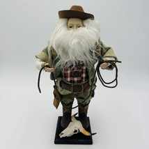 Santa Doll Figurine Western Cowboy 13&quot; Rope Boots Hat Denim Leather Rare Vintage - £73.35 GBP