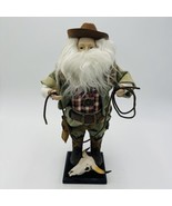 Santa Doll Figurine Western Cowboy 13&quot; Rope Boots Hat Denim Leather Rare... - £72.79 GBP