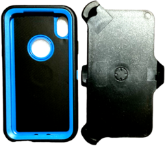 Rugged Full Body Case For iPhone XR BLACK/BLUE Holster Clip 360° Kickstand image 7