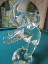 Licio Zanetti Murano Italy Glass Elephant Balancing On Ball With Bubbles 16&quot; - £350.32 GBP