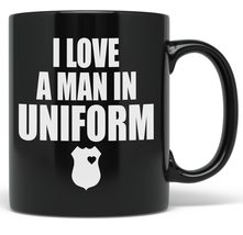 PixiDoodle I Love A Man In Uniform - Heart In Badge Policeman Coffee Mug (11 oz, - £20.26 GBP+