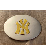 Belt Buckle Men’s NY Yankees Gold On  Silver New York 4.5”W X 3” H Metal - £3.73 GBP
