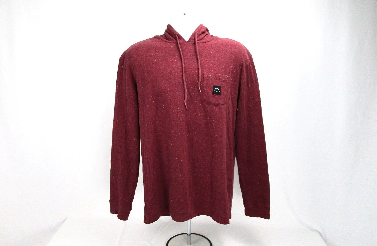 Primary image for RVCA Long Sleeve Hooded Shirt Mens XL Casual Maroon Casual Activewear Sportswear