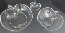 Apple Shaped Glass Bowls Serving Bowls Set Of 3 Various Sizes Nesting - £12.44 GBP