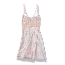 Vintage Light Pink Slip Dress Silk Like Lace Lingerie Dentelle Large NEV... - $42.99