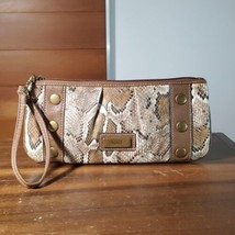 XOXO Wristlet Purse NEW Snake Print Vegan Leather Lockable Lobster Claw Brown - £10.96 GBP