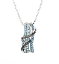 925 Sterling Silver Genuine Blue Topaz Pendant with Silver Chain - £79.08 GBP