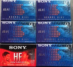 SONY HF High Fi Normal Bias 90 &amp; 60 min Cassette Tape Lot of 6 NEW &amp; Sealed - £7.13 GBP