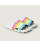 VICTORIA’S SECRET PINK SLIDES WHITE RAINBOW Single Strap Slides OMBRE Sm... - €22,09 EUR