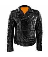 Genuine Leather Jacket Men Motorcycle Sheep Skin Casual, Zipper Race Bik... - $138.11