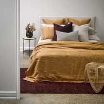 Cinnamon Color Cotton Washed Duvet Cover with Coconut Buttons Boho Bedding Set C - £53.30 GBP+