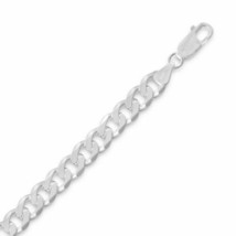 Authentic 925 Sterling Silver 6.6mm Beveled Curb Chain 7, 8 or 9" Bracelet - $145.53+