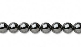 6mm Natural Hematite Round Beads, 1 15in Strand, stone, gray, gunmetal - $3.00