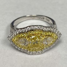 GIA Certified 1.78 TCW Cushion Fancy Intense Yellow Diamond Ring 18k Gold - £5,538.74 GBP