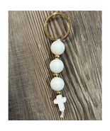 White Cross Beaded Silicone Keychain Purse Charm - $20.31 CAD