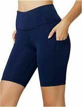 NWT Ladies BALEAF NAVY Compression Yoga Bike Shorts w/Side Pockets sizes... - $24.99