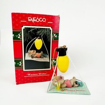 Enesco Warmest Wishes&quot;Tanning Mouse Christmas Ornament Vintage 1990 Kare... - $29.69