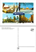 Germany Bavaria Munich Town Hall Dresden Frauenkirche Nymphenburg  VTG Postcard - £7.49 GBP