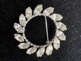 A &amp; Z Sterling Signed Wreath Style Brooch Marques Shaped Clear Stones - £19.61 GBP