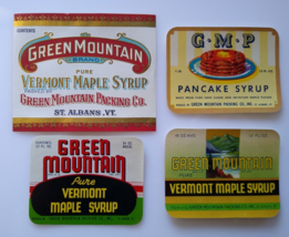 Green Mountain Pancake Maple Syrup Paper Labels Original Vintage 1930&#39;s ... - £20.56 GBP