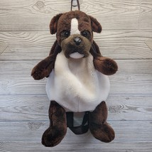 Dog Backpack Plush Puppy Back Pack Purse Boxer Zippered Bag Tan Brown Ca... - £21.93 GBP
