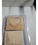 Stampingup Rubber Stamp Ivy Vine Heart +1  ,setof 2Wooden Blocks - $11.88