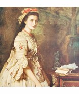 1915 Stella Portrait Art Plate Linen Print Sir John Everett Millais DWWW12 - $54.32 CAD