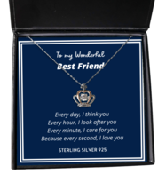 To my Best Friend, every day I think you - Crown Pendant Necklace. Model 64038  - $39.95