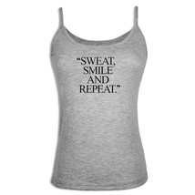 Hot yoga Quotes Sweat Smile and Repeat Women Girls Singlet Camisole Tank Tops - £9.74 GBP