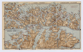 1912 ORIGINAL ANTIQUE MAP OF NORTH CAPE NORDKAPP TROMSØ TROMSO VICINITY ... - $22.57