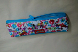New Authentic Japan Peanuts Snoopy &amp; Woodstock Flowers Zipper Pen Case Pouch 7&quot; - £2.33 GBP