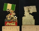 VINTAGE FIFA USA WORLD CUP SOCCER 1994 MASCOT &amp; COCA COLA NIGERIA PIN - $4.95