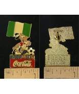 VINTAGE FIFA USA WORLD CUP SOCCER 1994 MASCOT &amp; COCA COLA NIGERIA PIN - $6.79 CAD