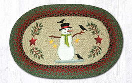 Earth Rugs OP-25 Snowman with Crow Oval Patch 20&quot; x 30&quot; - £38.98 GBP