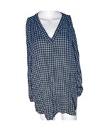 BYdesign Navy Blue Geometric V-Neck Blouse Women’s XL Long - €15,40 EUR