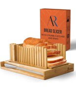 Bamboo Bread Slicer w/ Knife, Crumb Tray, Foldable &amp; Adjustable Guide - $553.99 MXN
