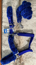 FUZZY Halter and Lead Horse Size Blue NEW - $24.99
