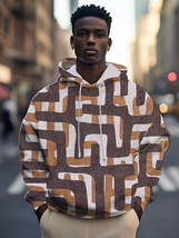 Men&#39;s Abstract Geometric All Over Print Casual Hoodie - $30.00