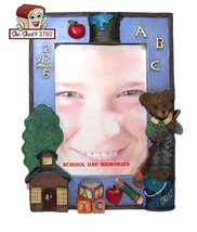 School House Teddy Bear 3D Resin Picture Frame fits 3x5 pictures - $12.95
