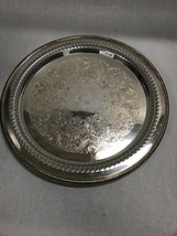 15 in. Round Silver plate WM Rogers 162 pierced platter Vintage etch - £28.99 GBP