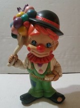 Vintage Ceramic Smiley Clown w/ Balloons Hand Painted Atlantic Mold Signed  - £31.16 GBP