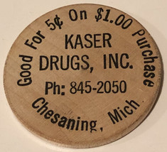 Vintage Kayser Drugs Wooden Nickel Chesaning Michigan - £3.93 GBP