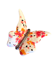 Wall Hanging Butterfly Ceramic Pottery Hand Painted 3.5&quot; x 3.25&quot; Signed RT - $13.89