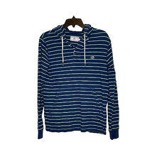 Southern Tide Mens Hoodie Size Small 1/4 Button Blue Striped Skipjack Cotton - £20.23 GBP