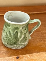 Vintage Small Green Glazed w Leaves Ceramic Pitcher – 2.25 inches high x... - $9.49