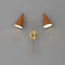 Italian Mid Century Adjustable Two Cone Modern Style made Brass Wall Sconce - £213.53 GBP