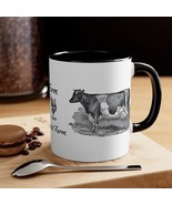 Cow & Rooster Farm Sweet Farm Coffee Mug 11oz Black White Sketch Style - $17.99