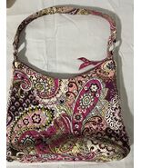 VERA BRADLEY Quilted Purse Purple Green Cream Paisley print Hobo Shoulde... - $26.32 CAD