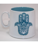 Prima Design Blue Ceramic Palmistry 20 oz Coffee Mug Colorful Palm Blue ... - $10.94