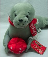 Coca-Cola COKE GRAY SEAL W/ RED BALL &amp; SCARF 5&quot; Plush STUFFED ANIMAL 2002 - $20.35 CAD